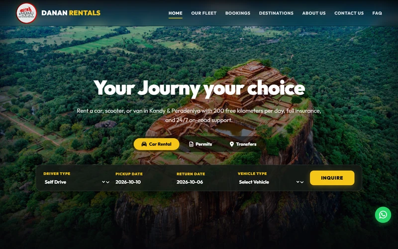 Danan Car & Bike Rentals Website Preview